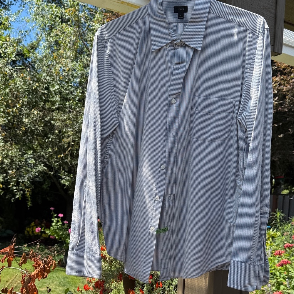 J. Crew Men's Gray Striped Button Down Shirt